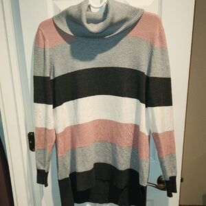 Cable & Gauge Multicolor Striped Turtleneck Sweater